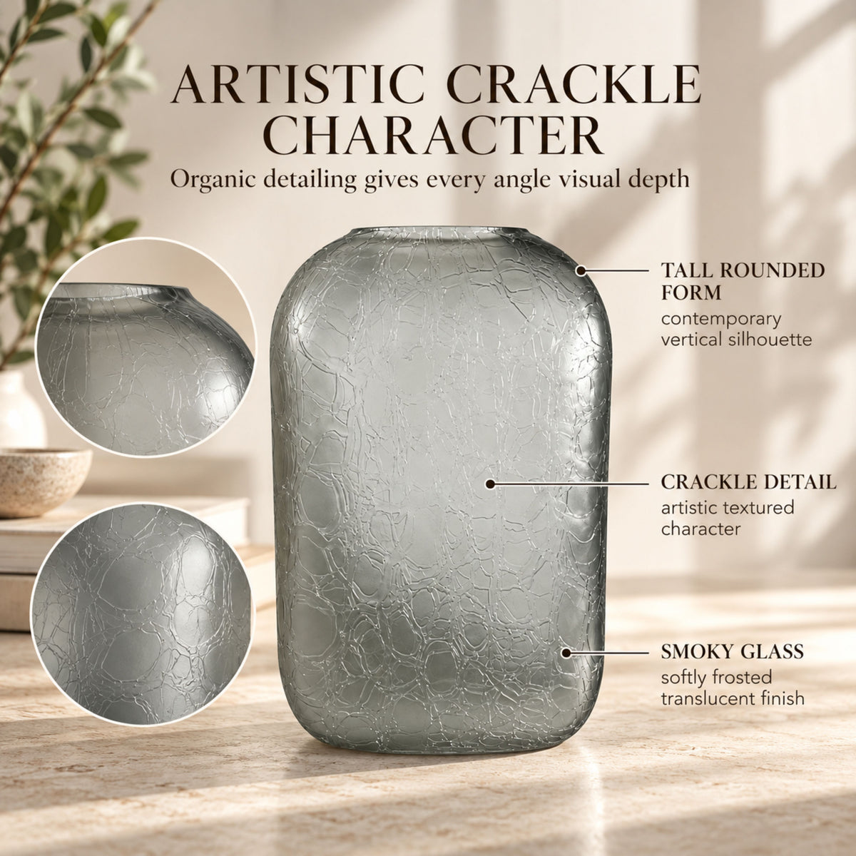 GV517 GRAY GLASS VASES