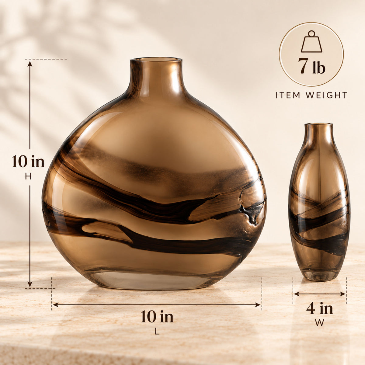 GV519 BROWN CENTERPIECE GLASS VASES