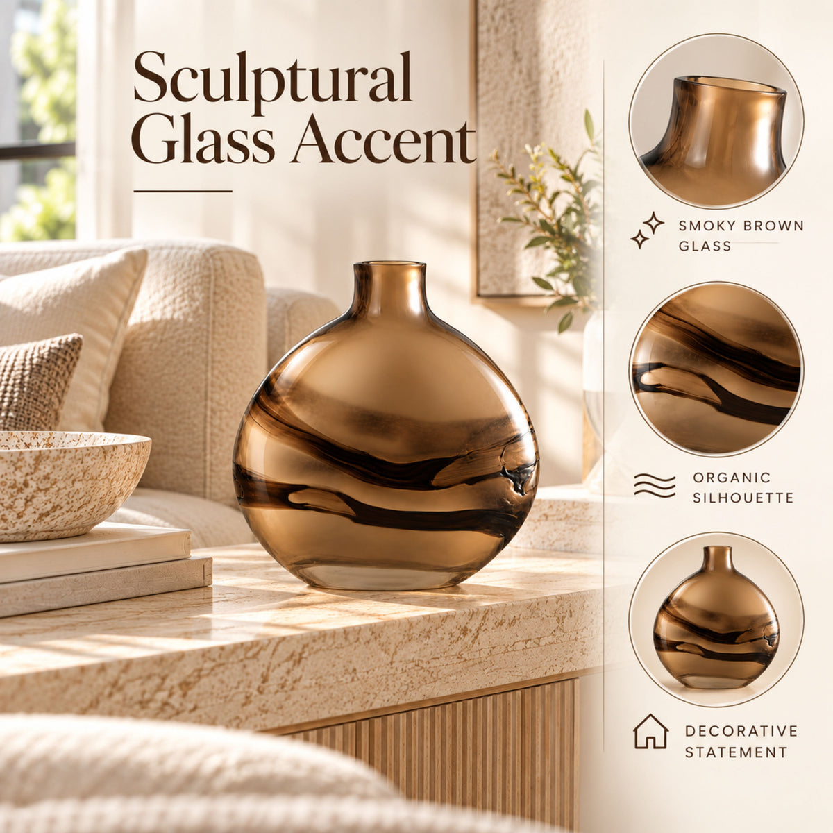 GV519 BROWN CENTERPIECE GLASS VASES