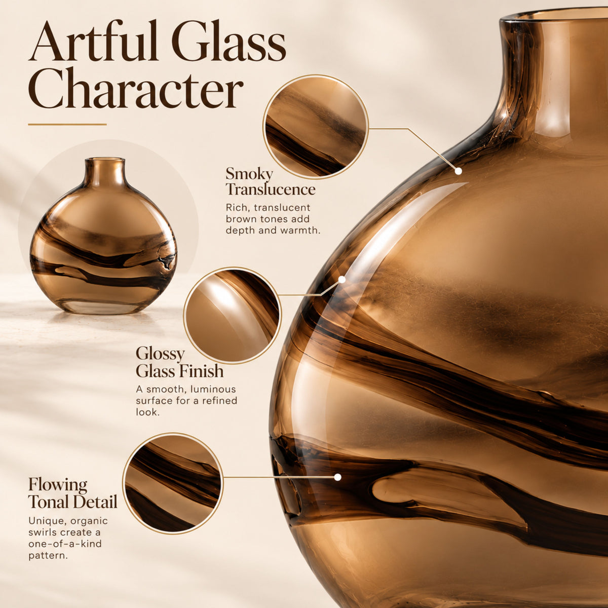 GV519 BROWN CENTERPIECE GLASS VASES
