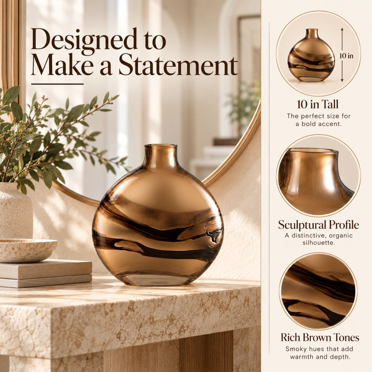 GV519 BROWN CENTERPIECE GLASS VASES