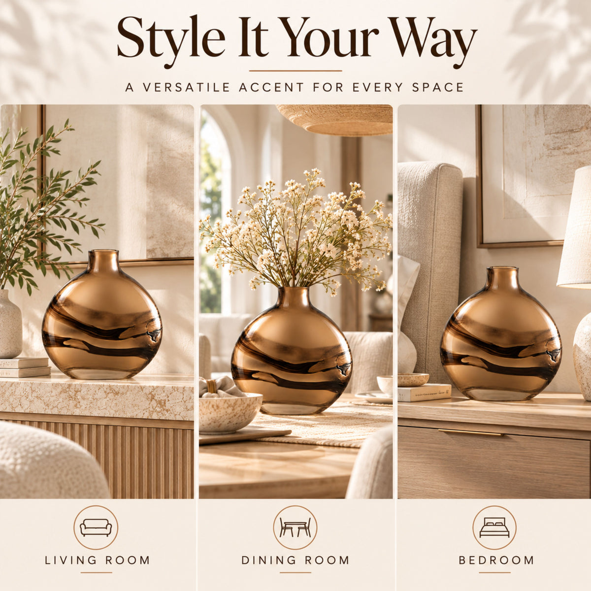 GV519 BROWN CENTERPIECE GLASS VASES