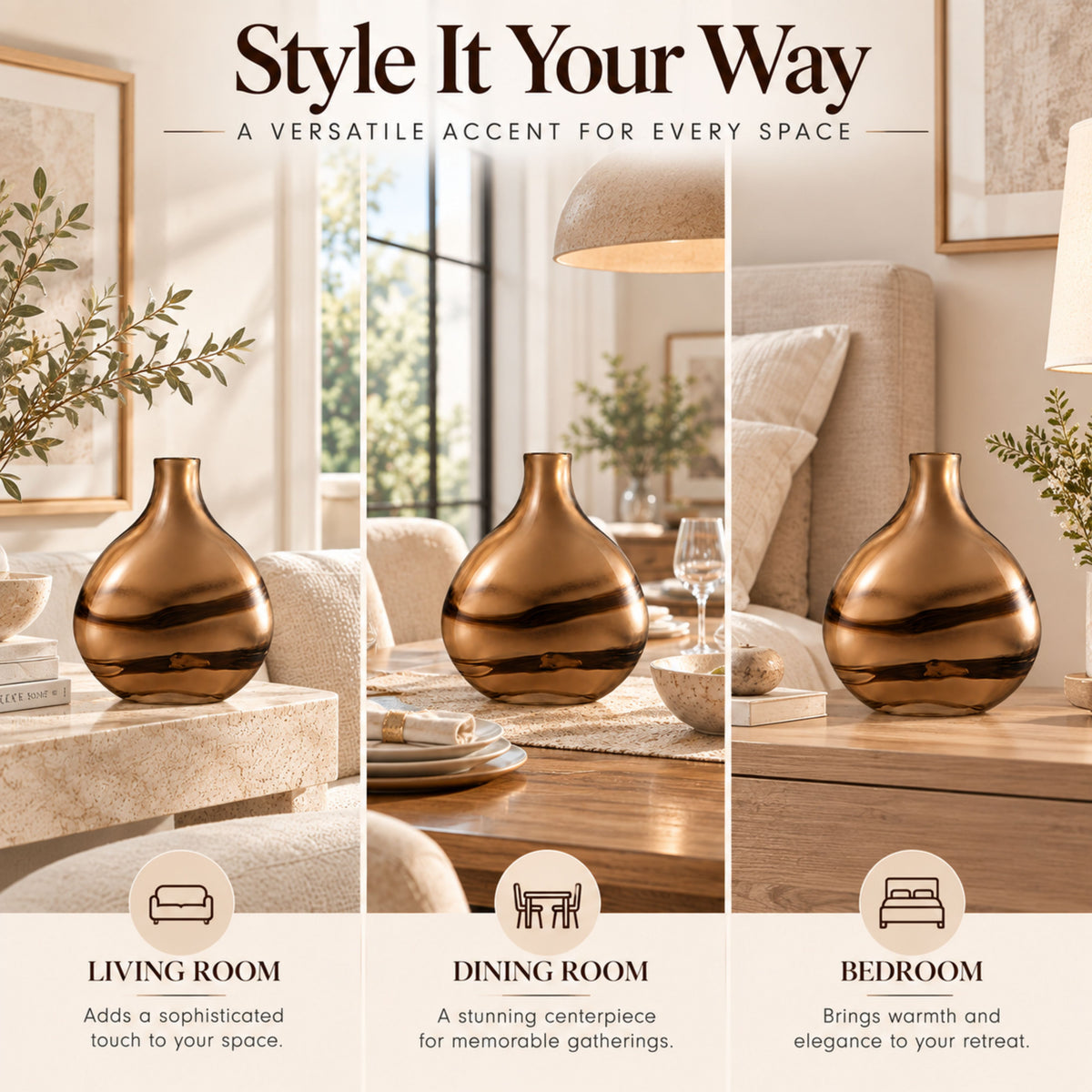 GV520 BROWN GLASS VASES