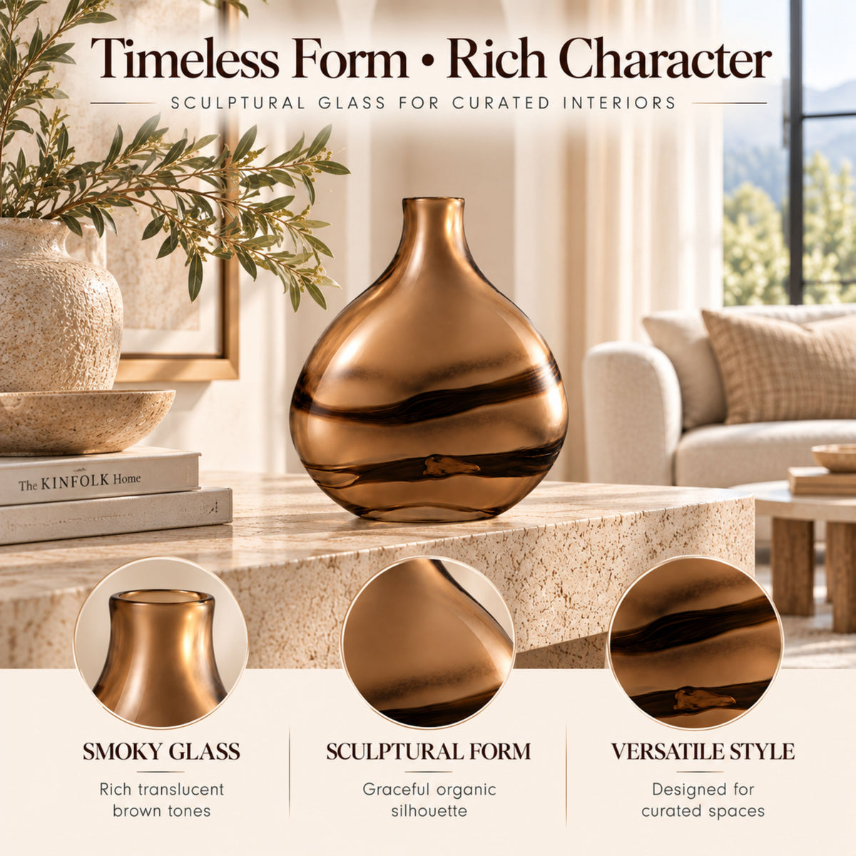 GV520 BROWN GLASS VASES