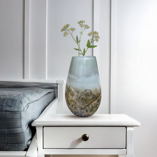 GV523 WHITE GREY CENTERPIECE GLASS VASES