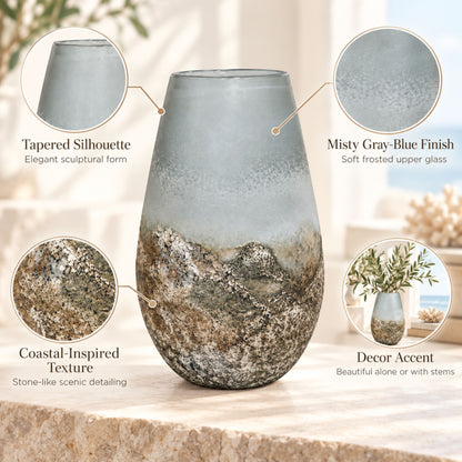 GV523 WHITE GREY CENTERPIECE GLASS VASES