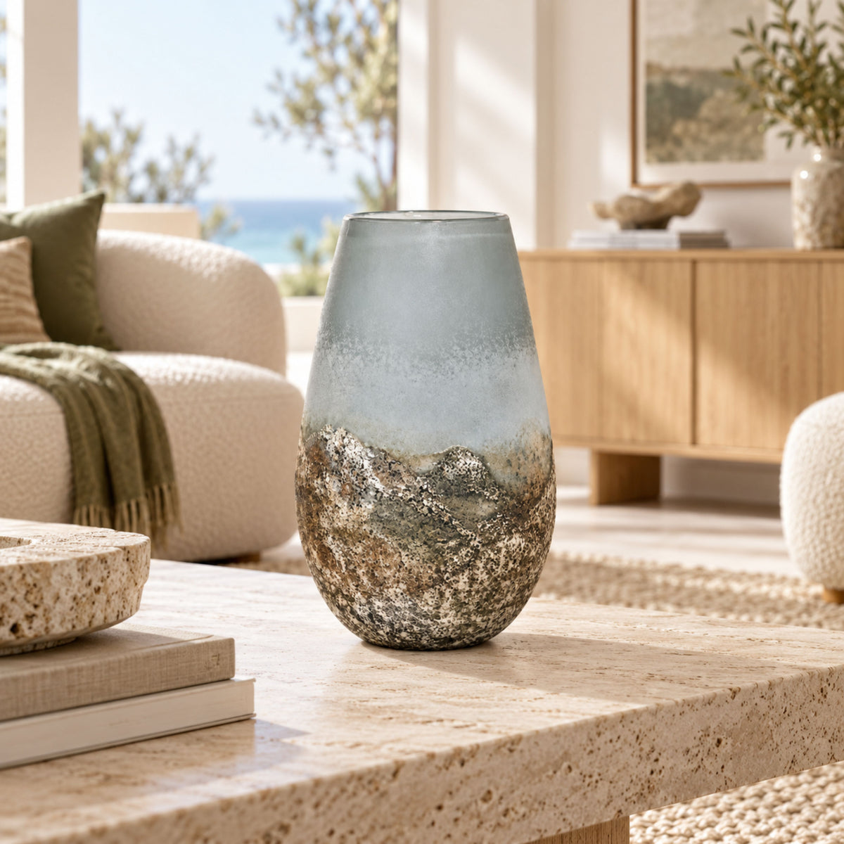 GV523 WHITE GREY CENTERPIECE GLASS VASES