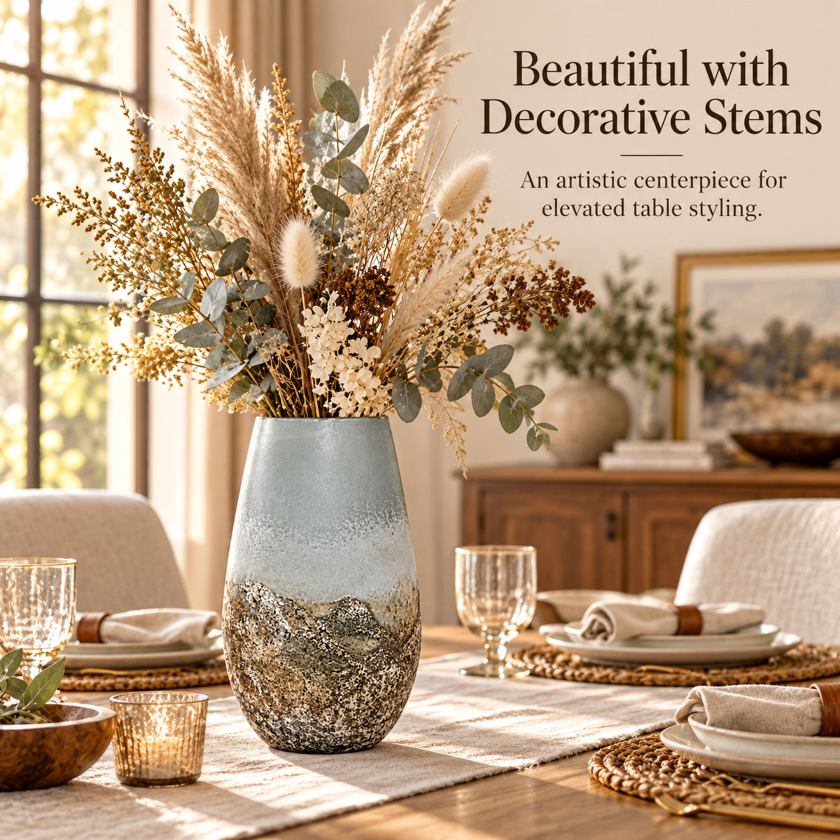 GV523 WHITE GREY CENTERPIECE GLASS VASES