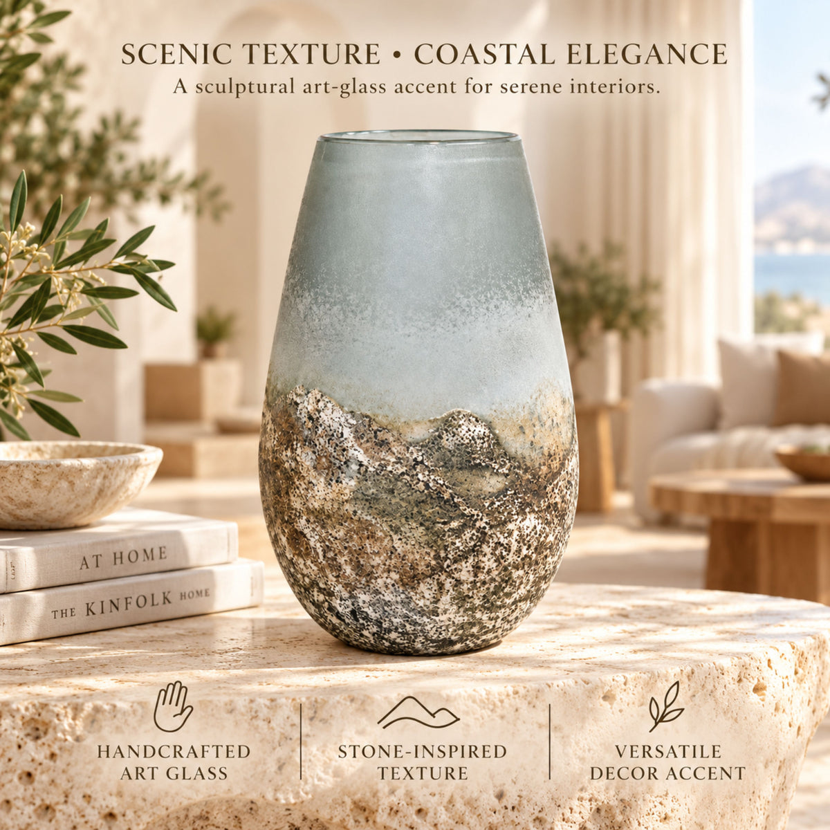 GV523 WHITE GREY CENTERPIECE GLASS VASES