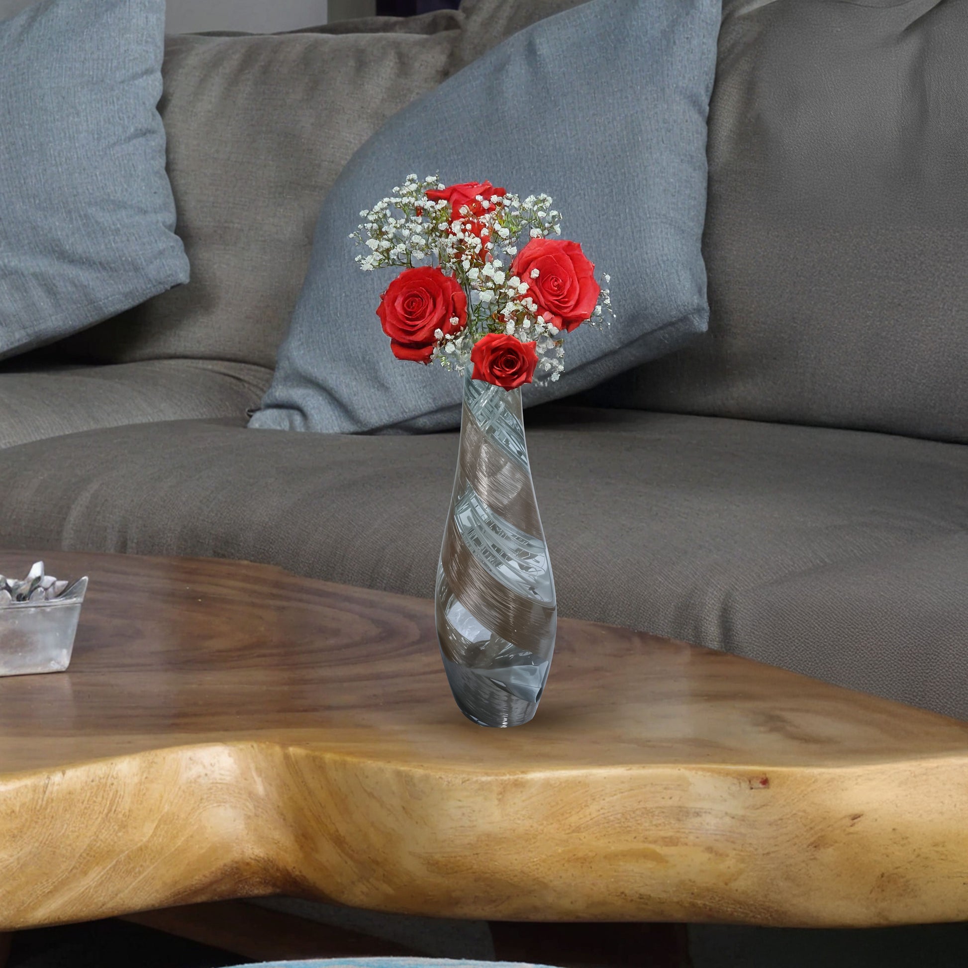 GV527 SILVER GOLD CENTERPIECE GLASS VASES