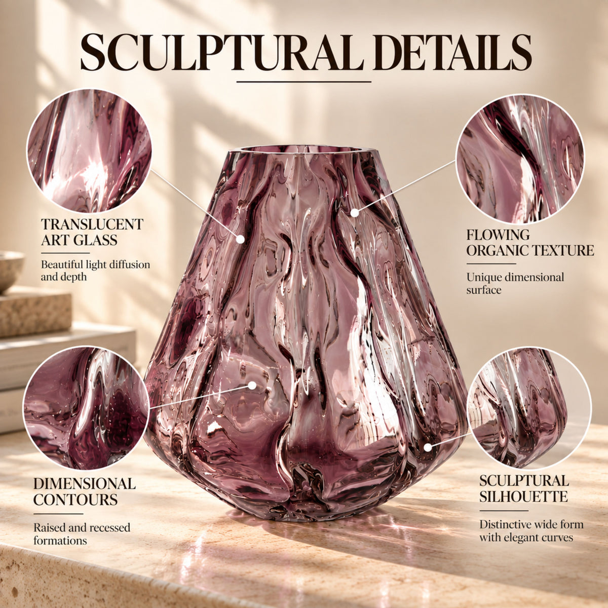 GV528 PURPLE CENTERPIECE GLASS VASES