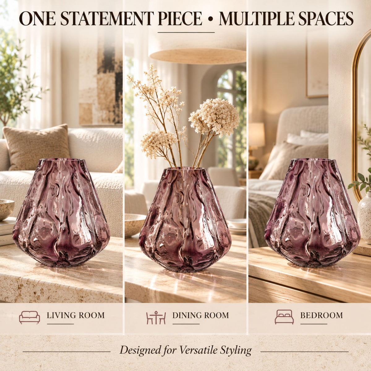 GV528 PURPLE CENTERPIECE GLASS VASES