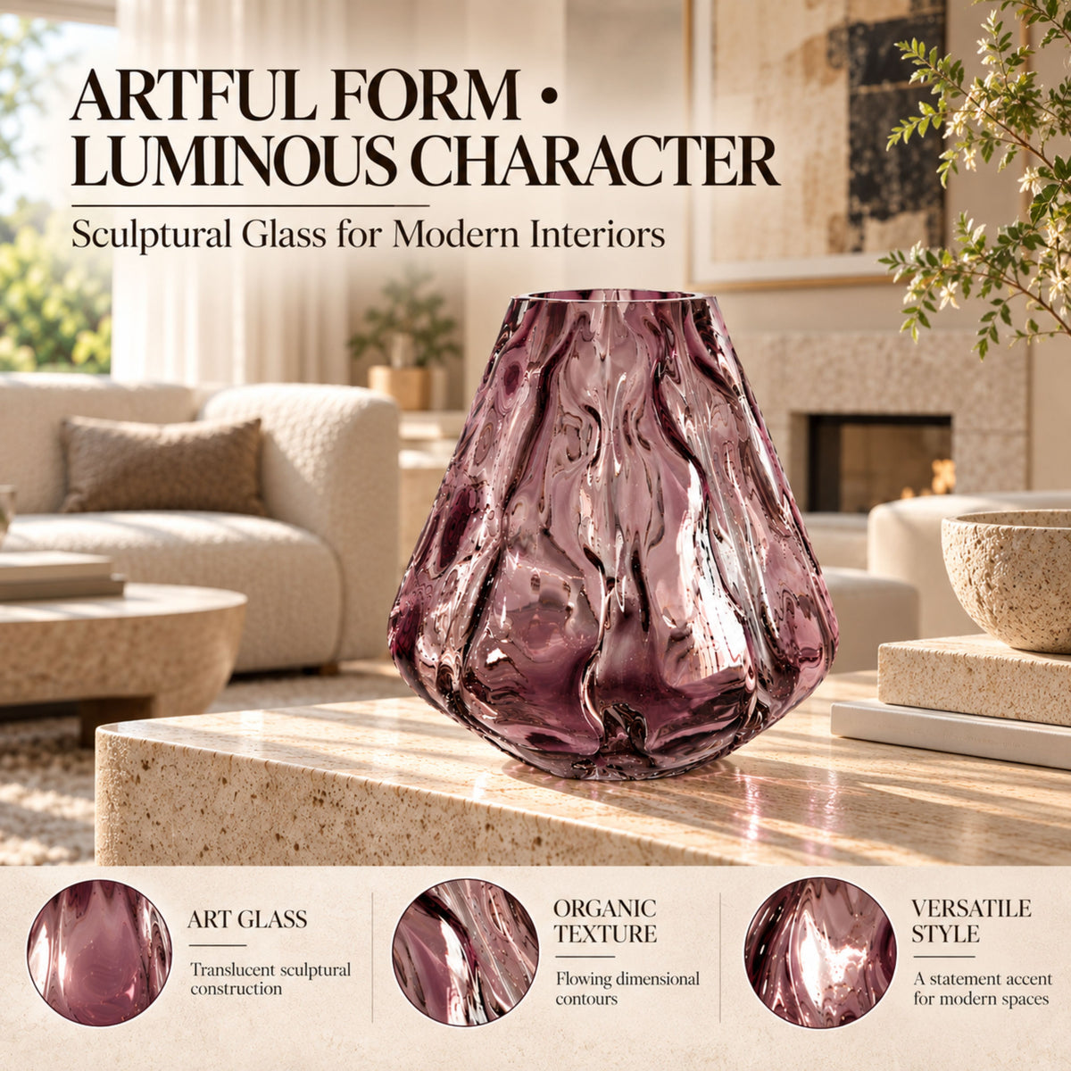 GV528 PURPLE CENTERPIECE GLASS VASES