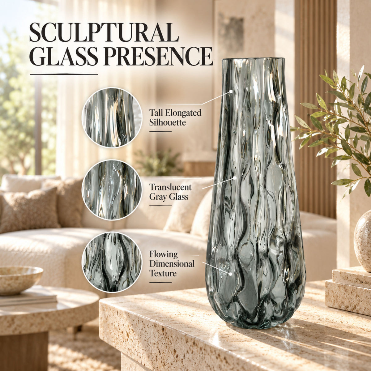 GV529 GRAY CENTERPIECE GLASS VASES