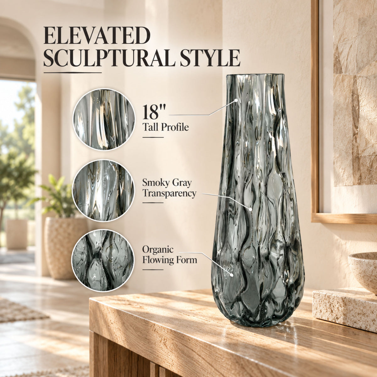 GV529 GRAY CENTERPIECE GLASS VASES