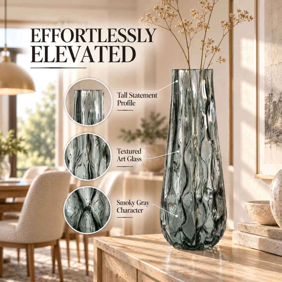 GV529 GRAY CENTERPIECE GLASS VASES