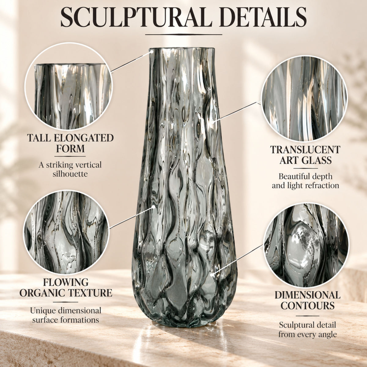 GV529 GRAY CENTERPIECE GLASS VASES