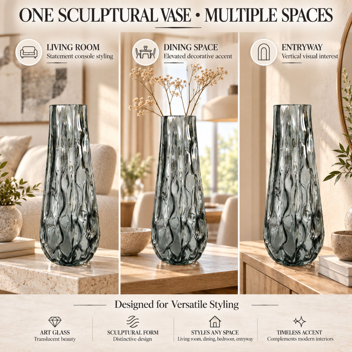 GV529 GRAY CENTERPIECE GLASS VASES