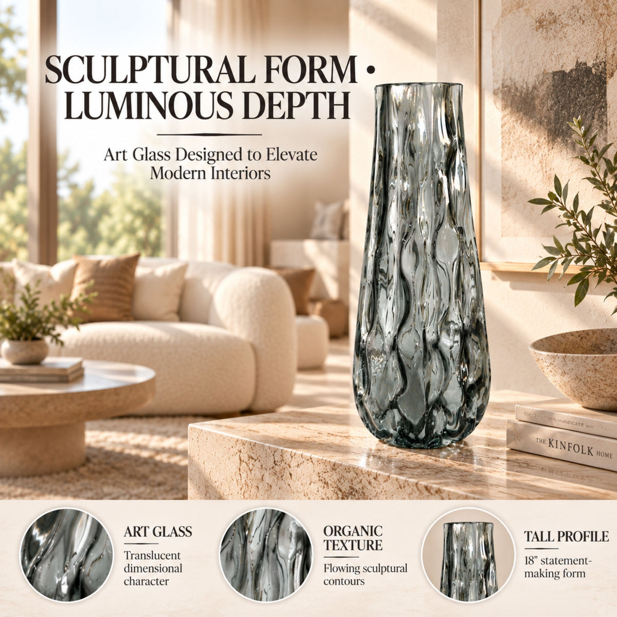 GV529 GRAY CENTERPIECE GLASS VASES