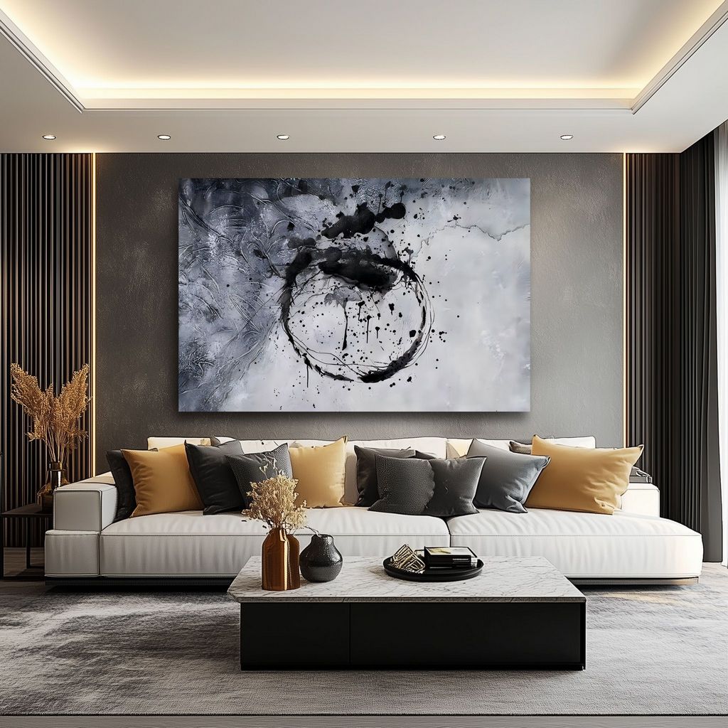 WA595 BLACK GREY CANVAS WALL ART