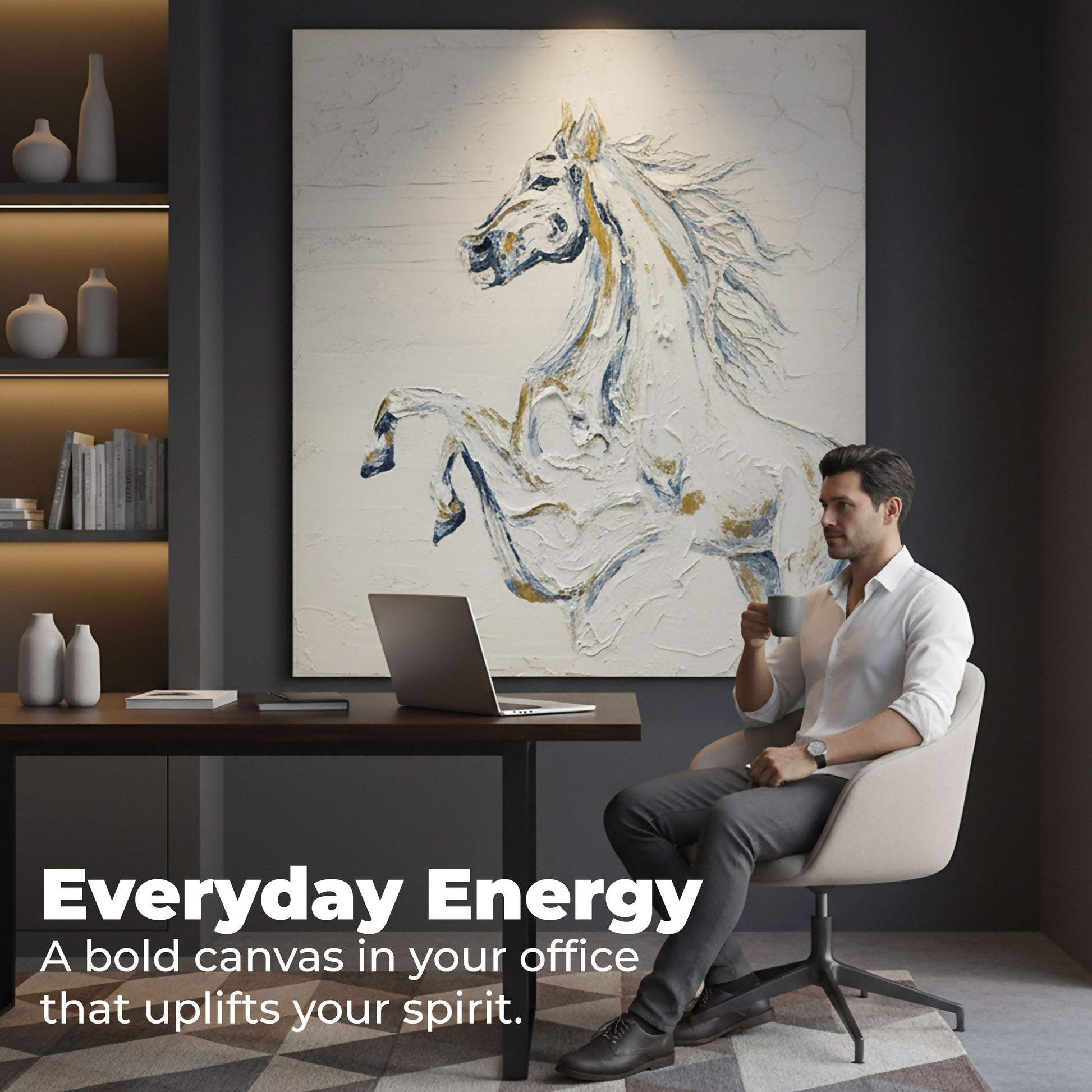 WA601 WHITE HORSE CANVAS WALL ART