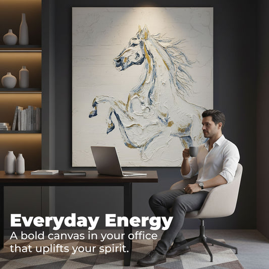 WA601 WHITE HORSE CANVAS WALL ART