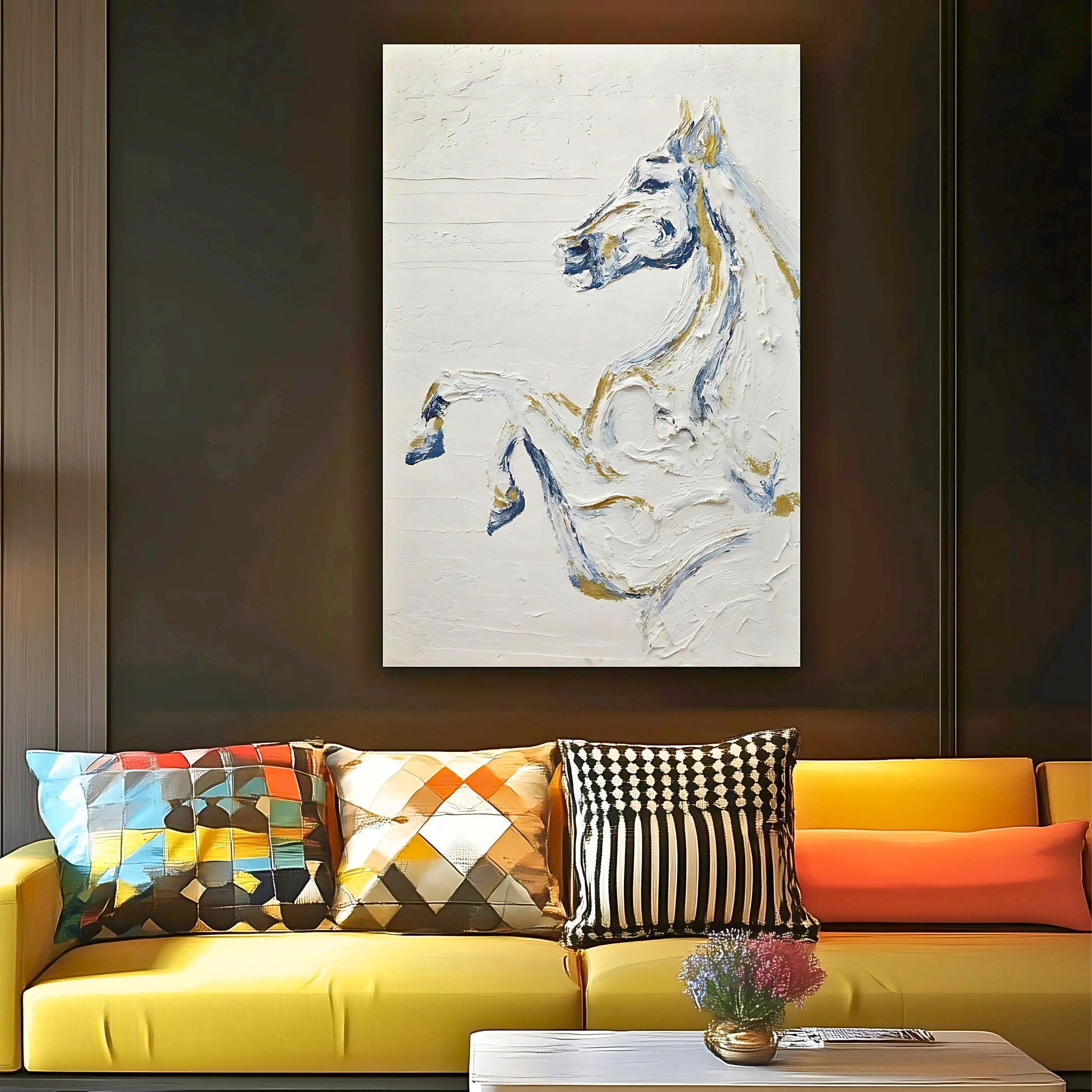 WA601 WHITE HORSE CANVAS WALL ART