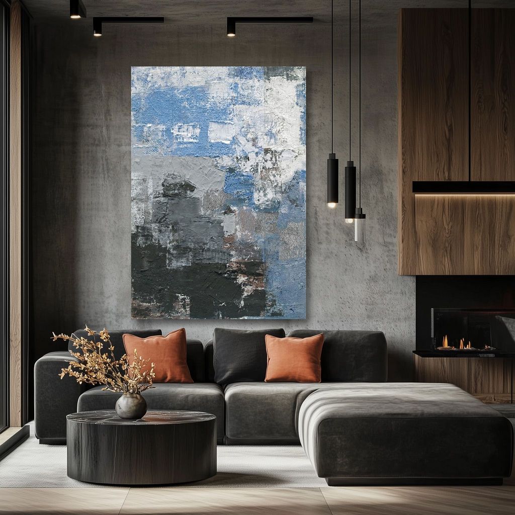 WA602 BLUE BLACK CANVAS WALL ART