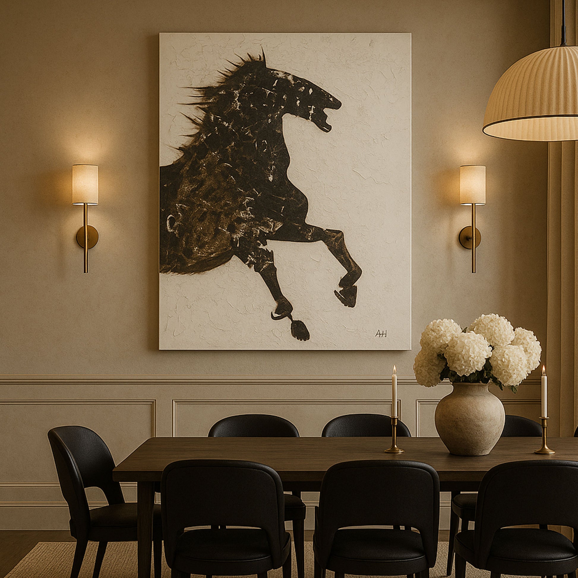 WA603 BLACK HORSE CANVAS WALL ART