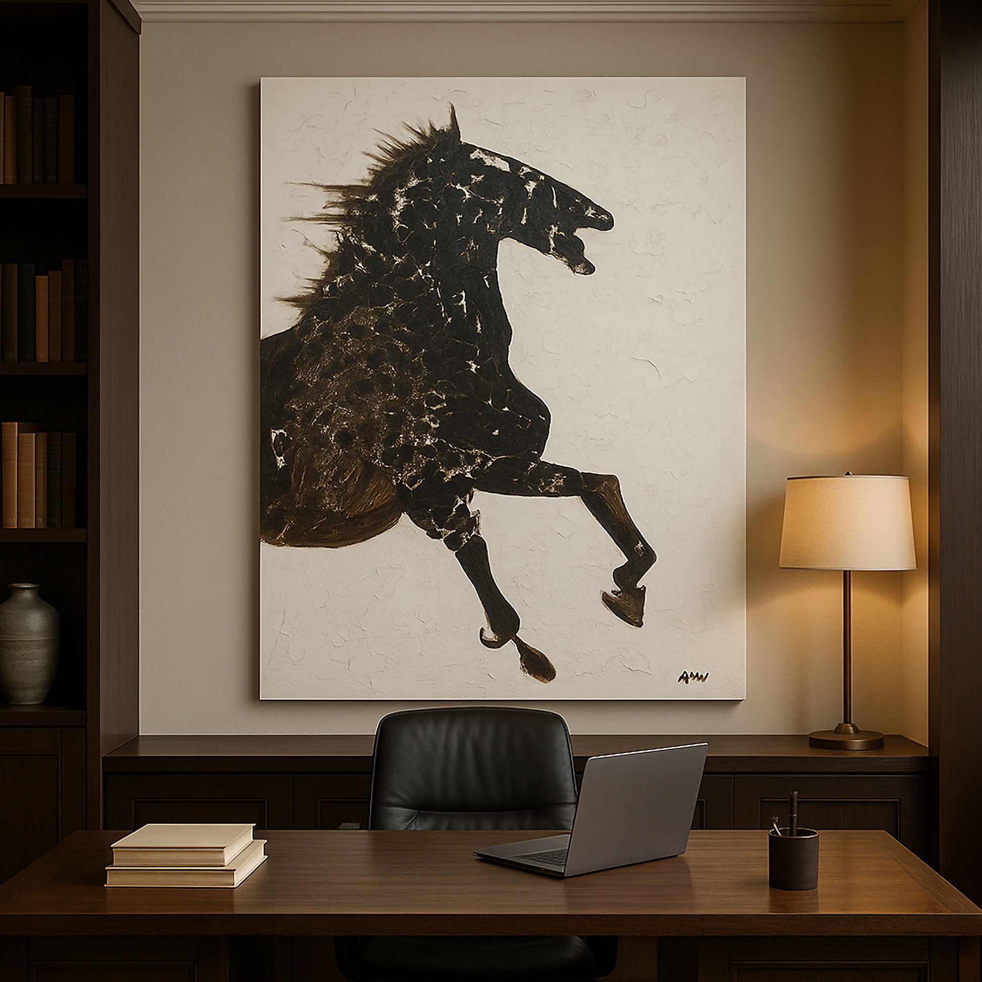 WA603 BLACK HORSE CANVAS WALL ART