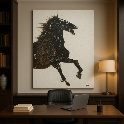 WA603 BLACK HORSE CANVAS WALL ART