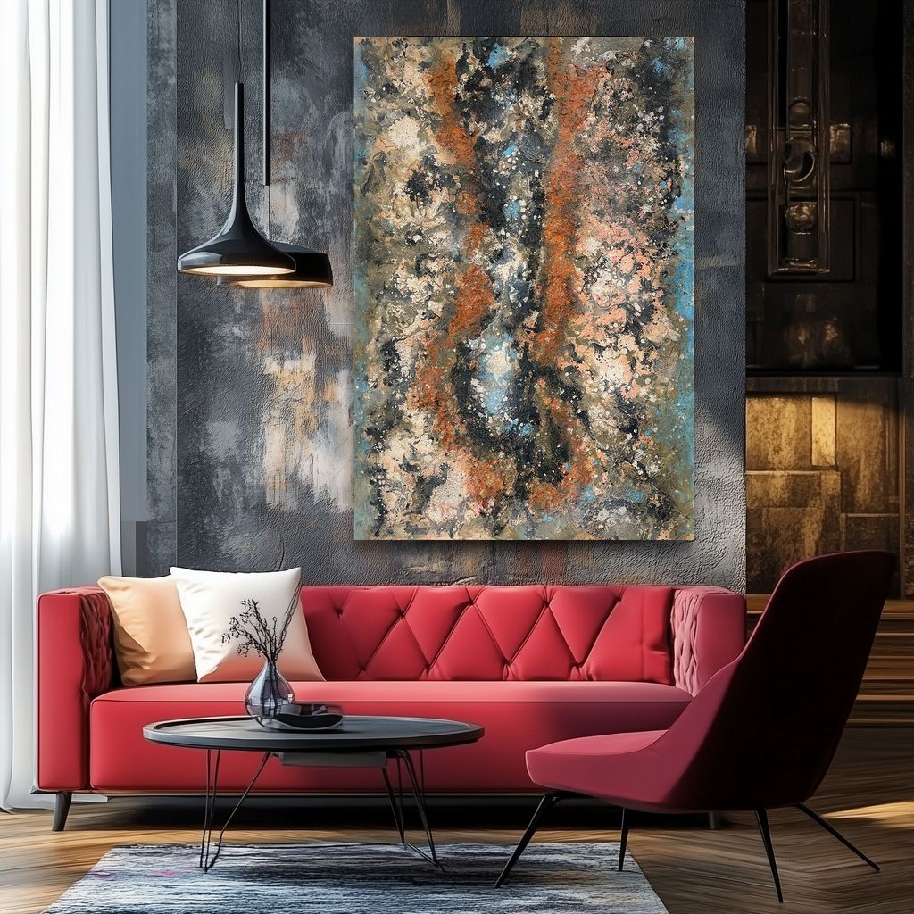 "Elemental Energy" Large Abstract Canvas Wall Art-31"X47"