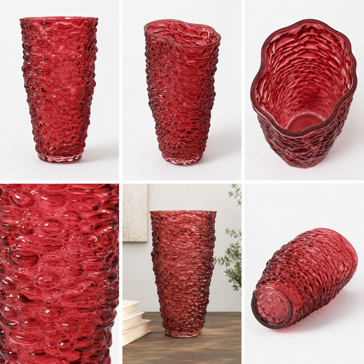 GV610 RED GLASS VASES