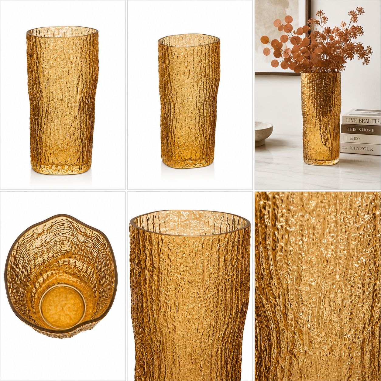 GV611 AMBER GLASS VASES