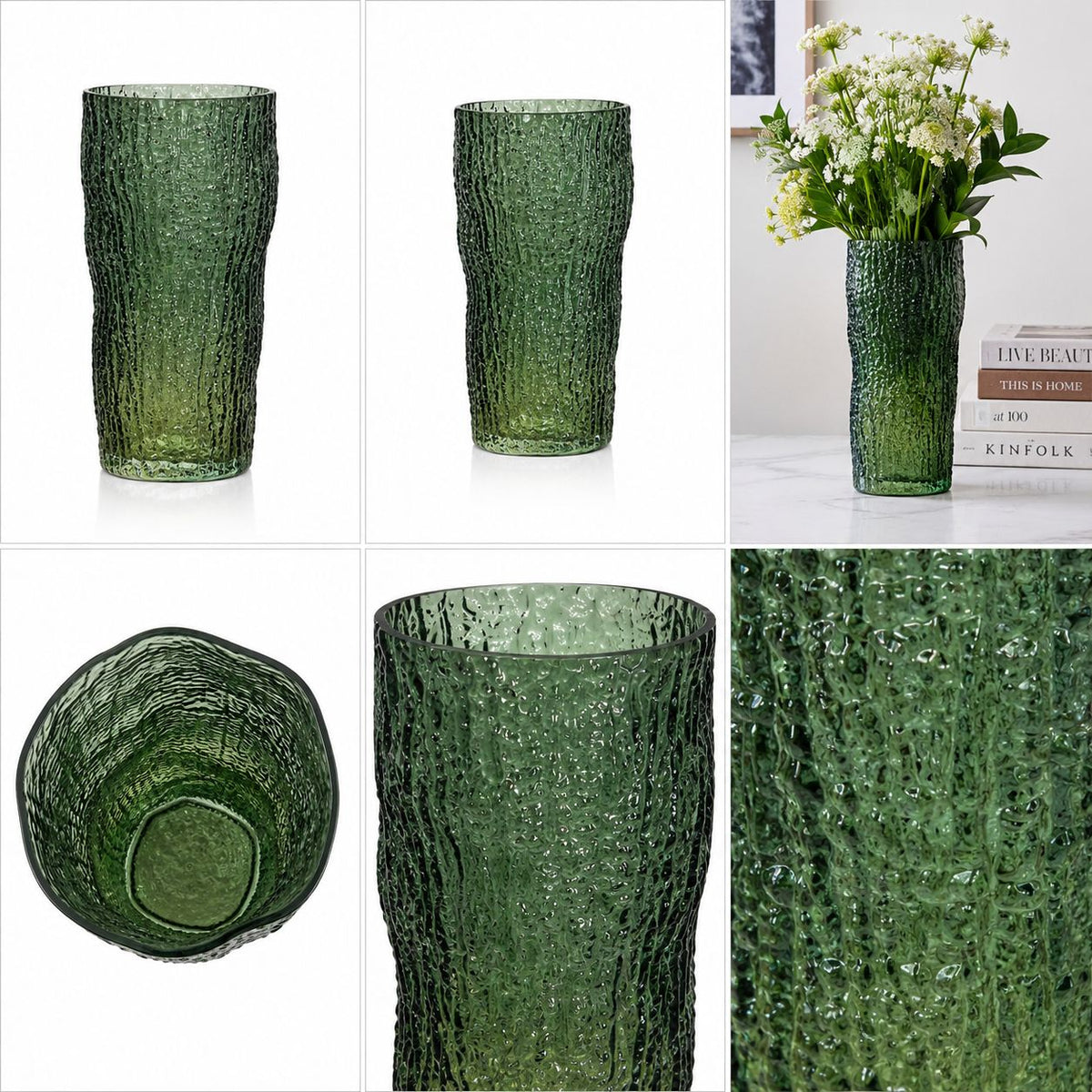 GV611 GREEN GLASS VASES
