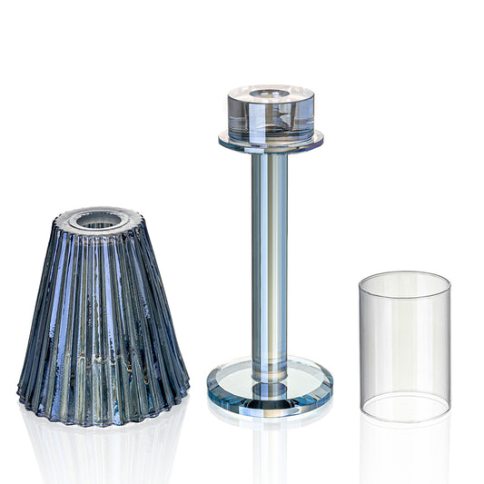 GL615 LIGHT BLUE CANDLE HOLDERS