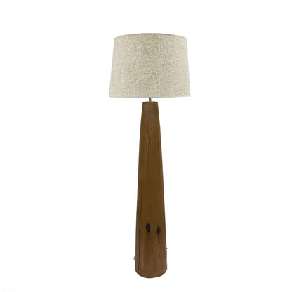 Ely 59" Tall Resin Floor Lamp With Wood Finish and Linen Shade