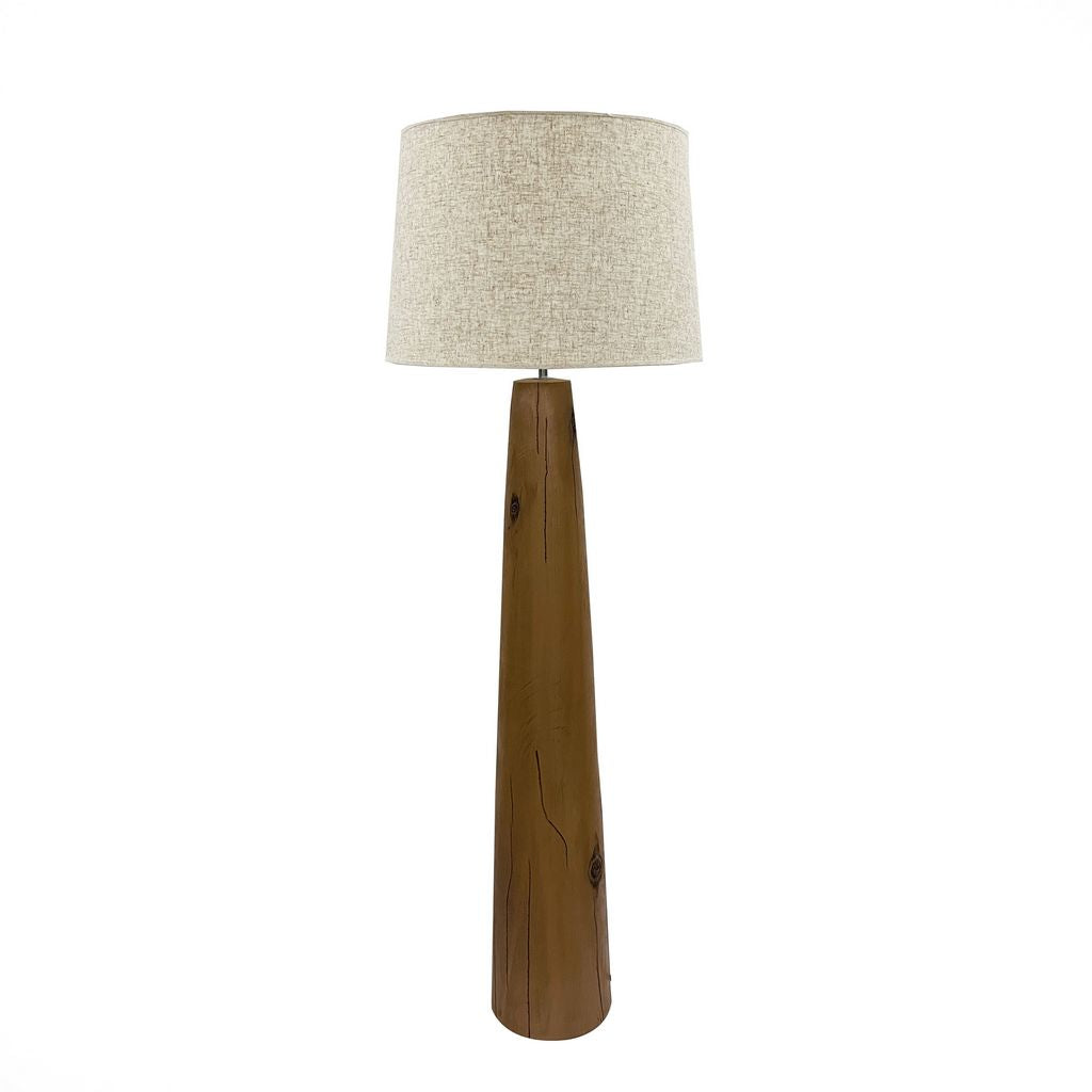 Ely 59" Tall Resin Floor Lamp With Wood Finish and Linen Shade