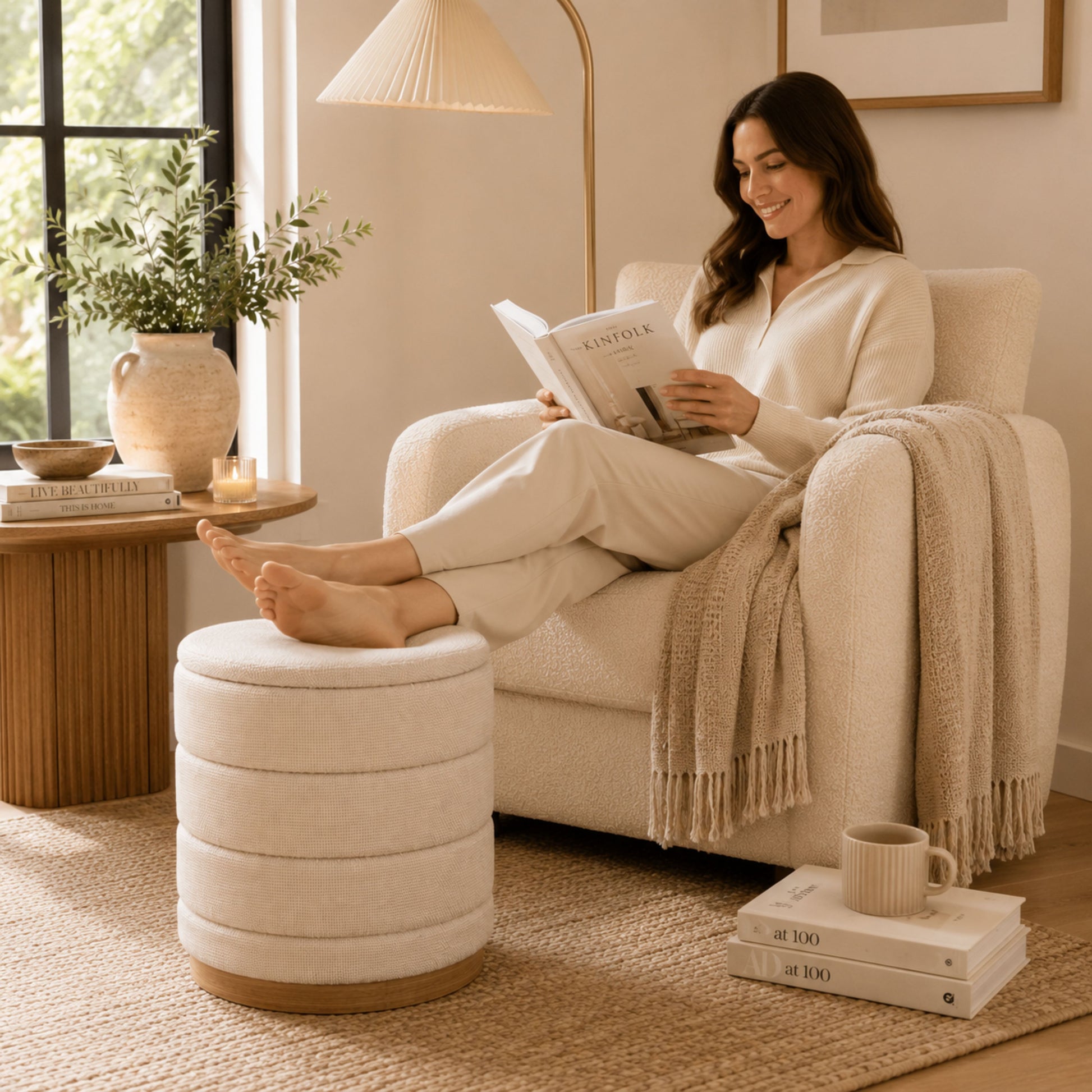 OT622 BEIGE OTTOMAN