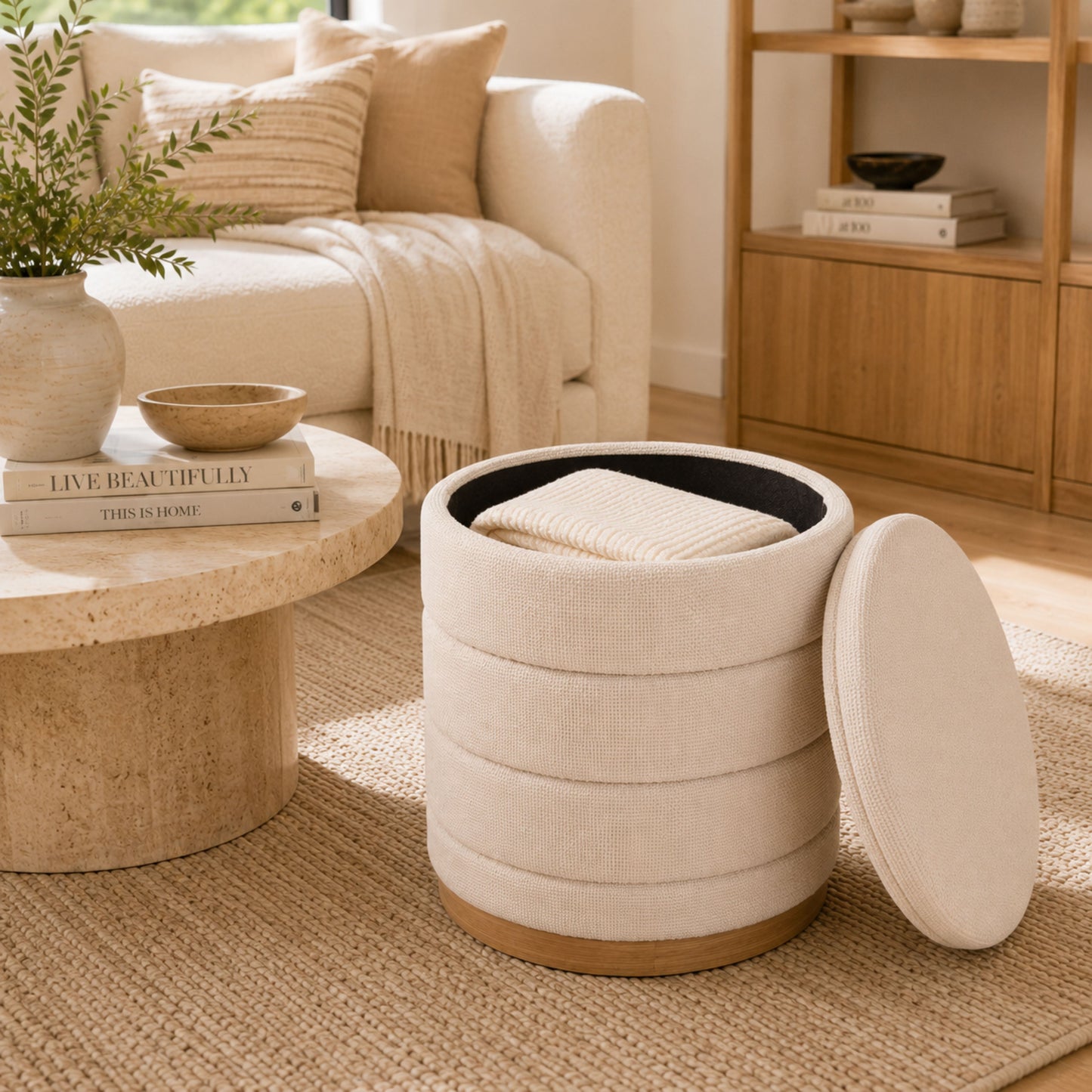 OT622 BEIGE OTTOMAN