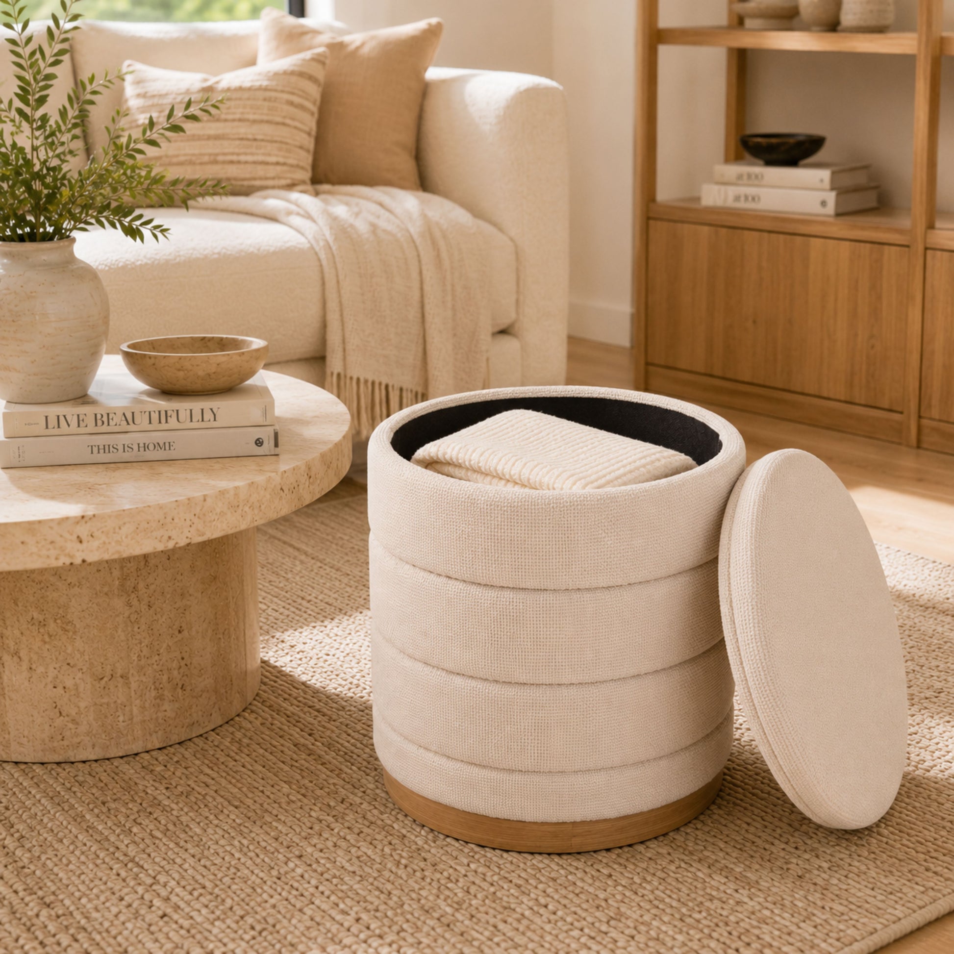 OT622 BEIGE OTTOMAN