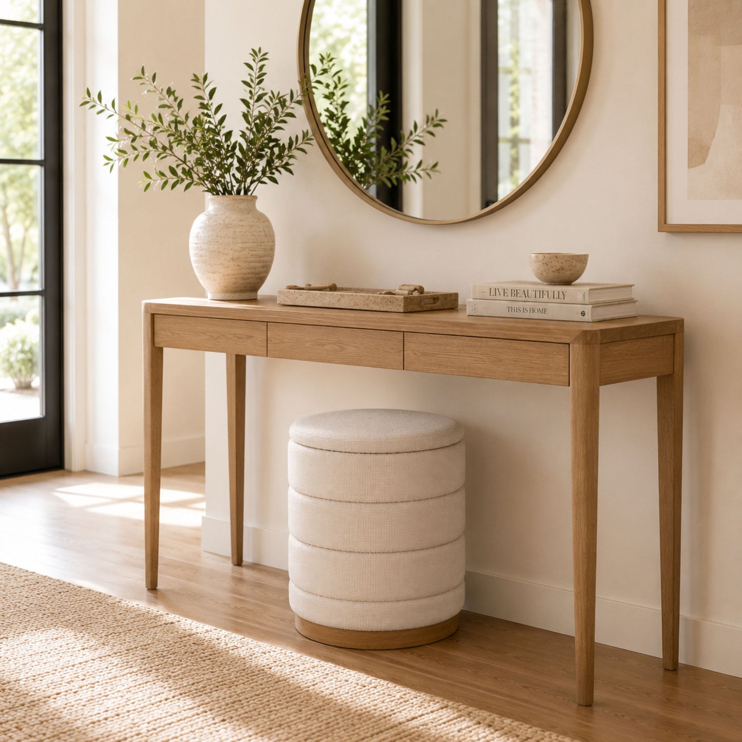 OT622 BEIGE OTTOMAN