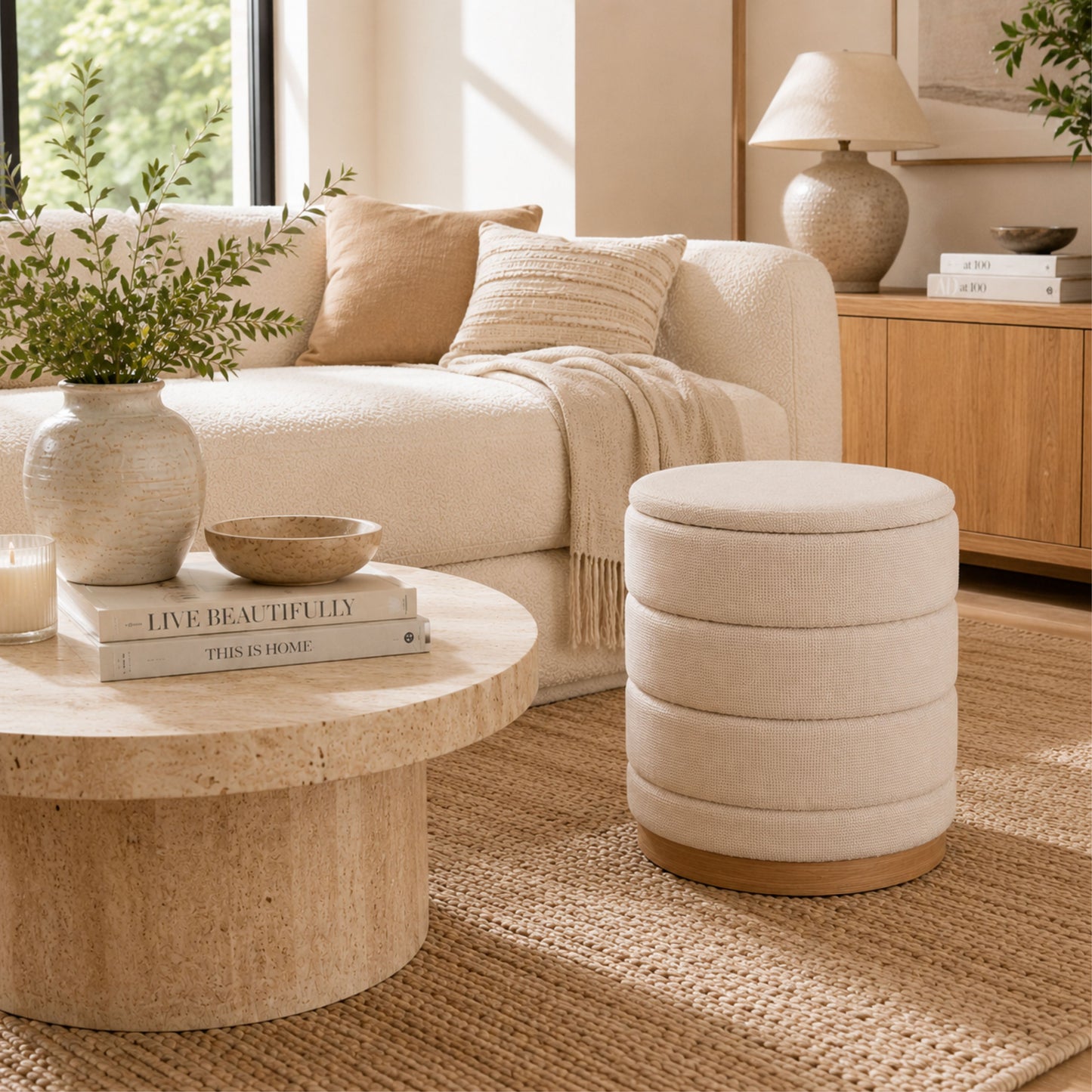 OT622 BEIGE OTTOMAN
