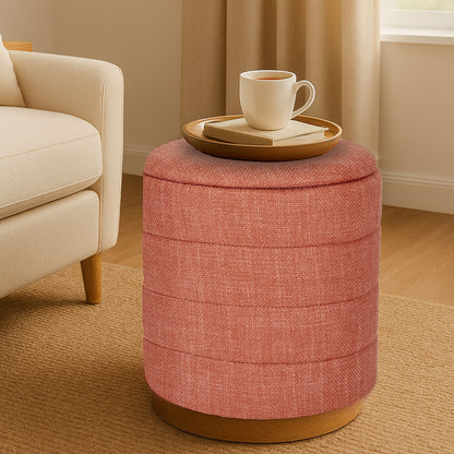 OT622 CORAL ORANGE OTTOMAN