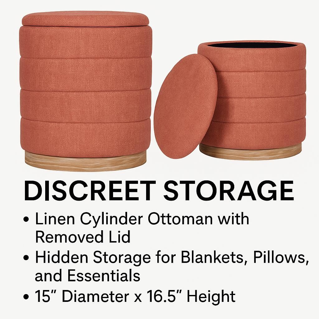 OT622 CORAL ORANGE OTTOMAN