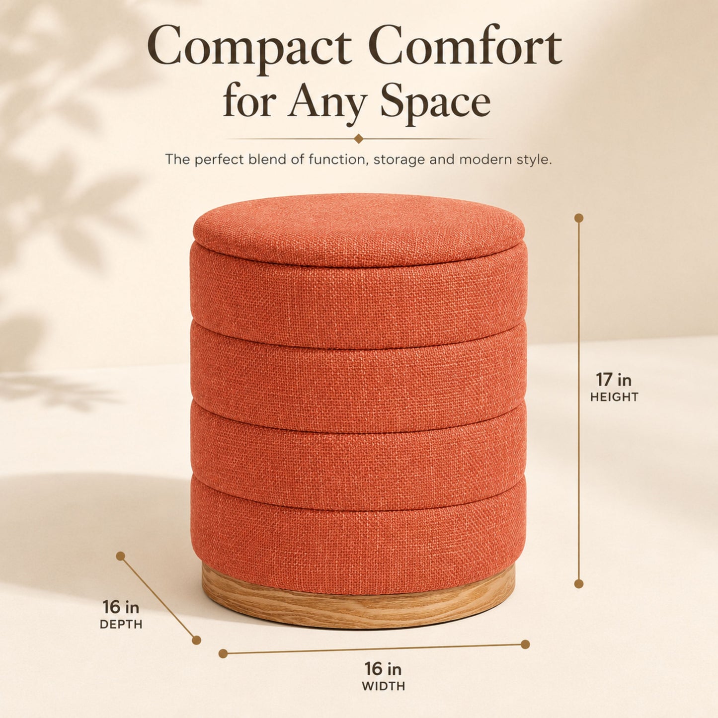 OT622 CORAL ORANGE OTTOMAN