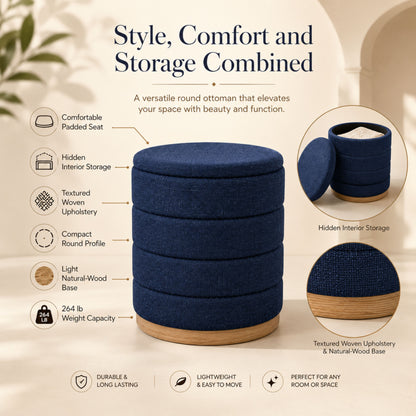 OT622 DARK BLUE OTTOMAN