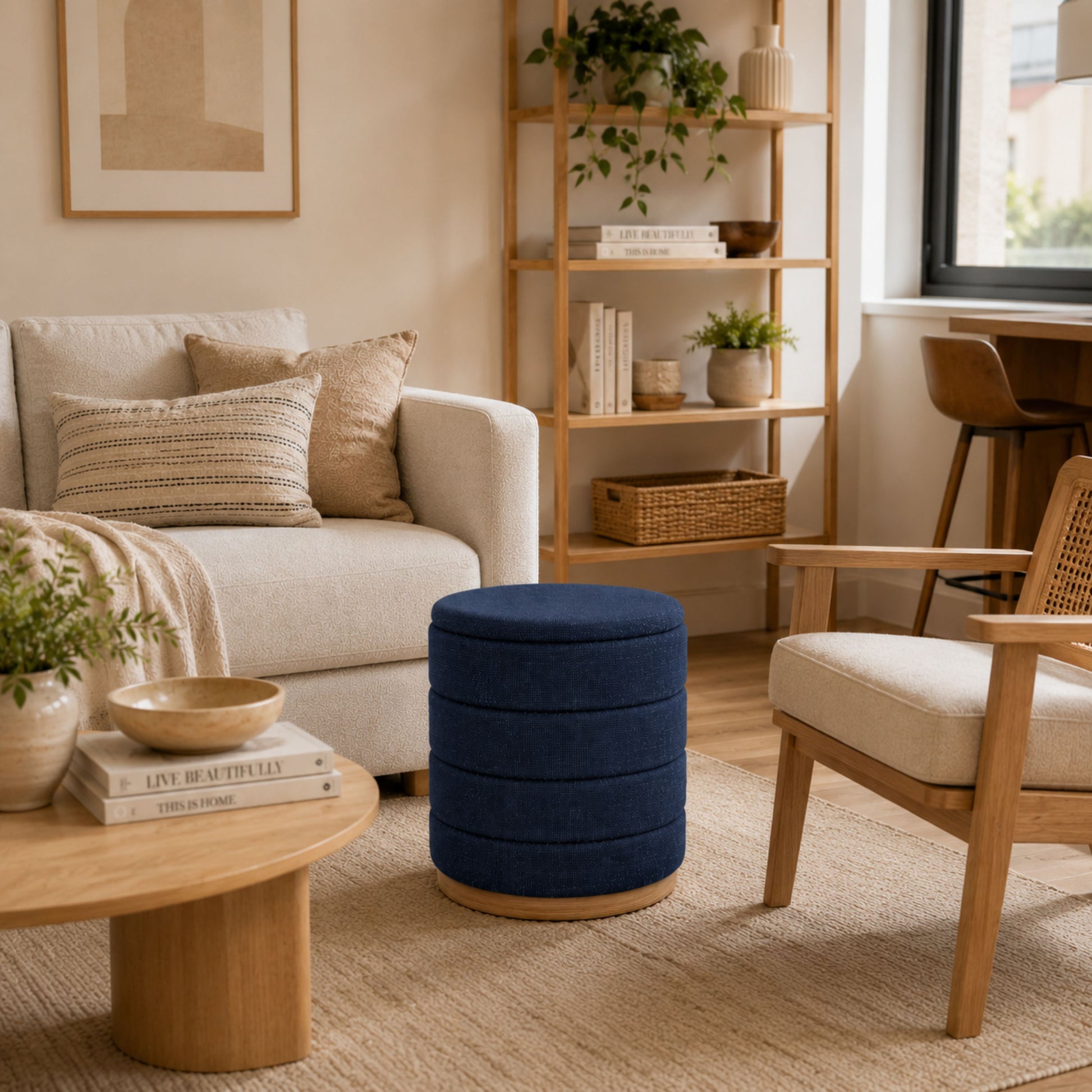OT622 DARK BLUE OTTOMAN