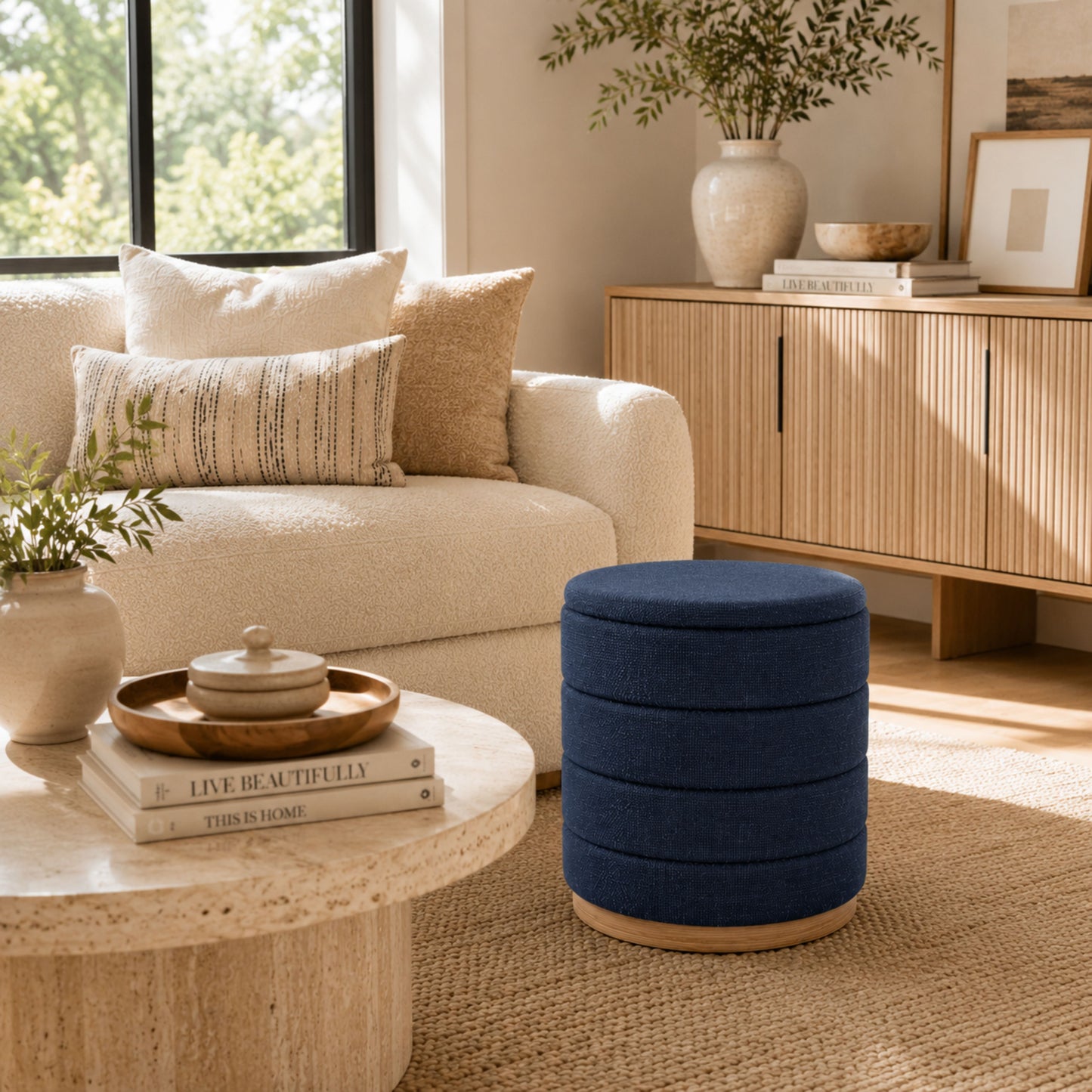 OT622 DARK BLUE OTTOMAN