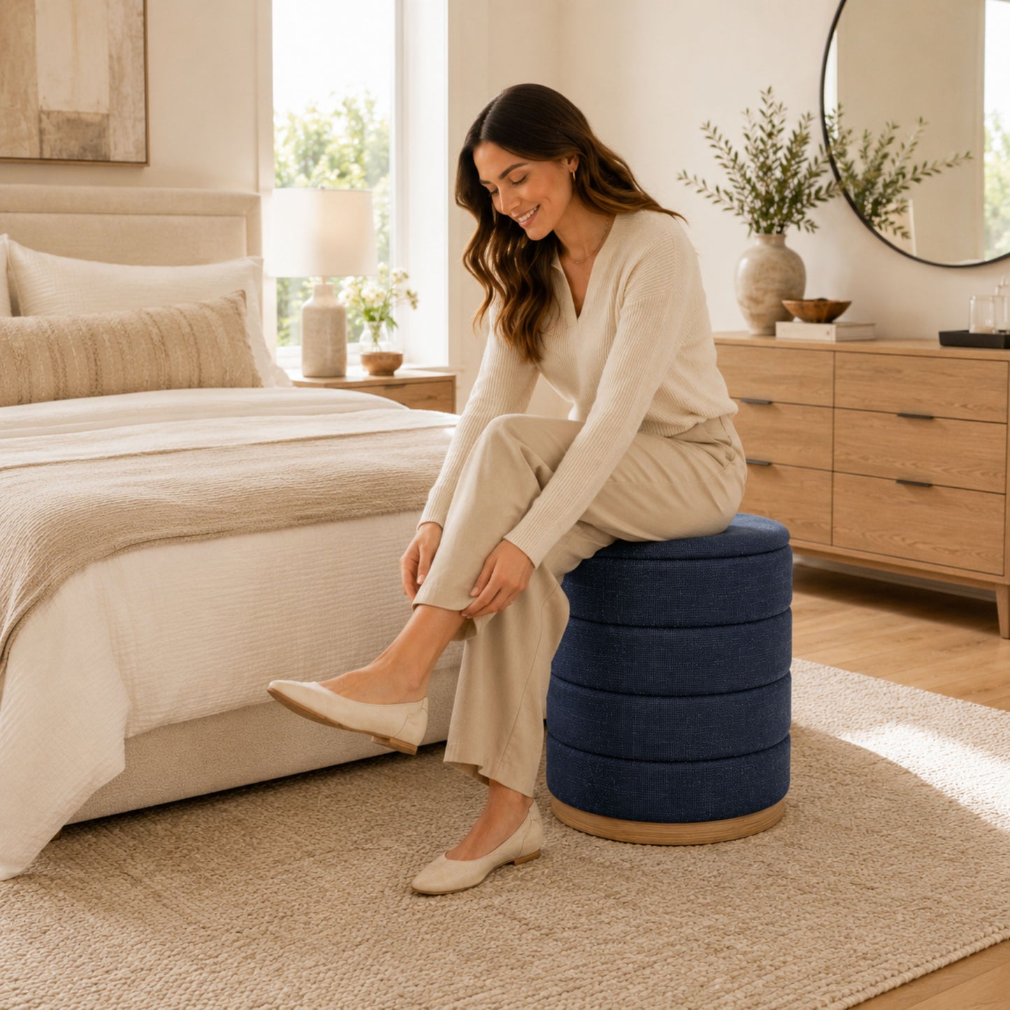 OT622 DARK BLUE OTTOMAN